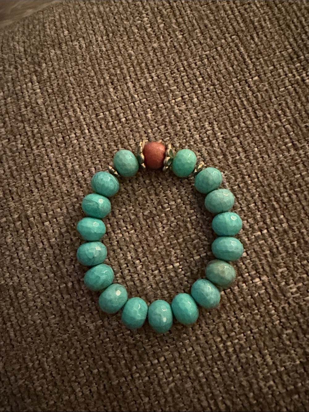 Turquoise Bead Stretch Bracelet with Accent Bead